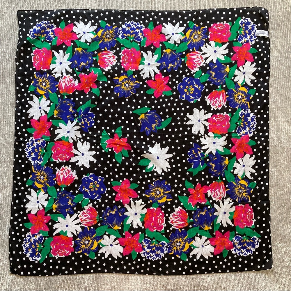 Vintage 1989 Ginnie Johansen Floral Scarf Maximalist Dark Romantic Fairy Classic